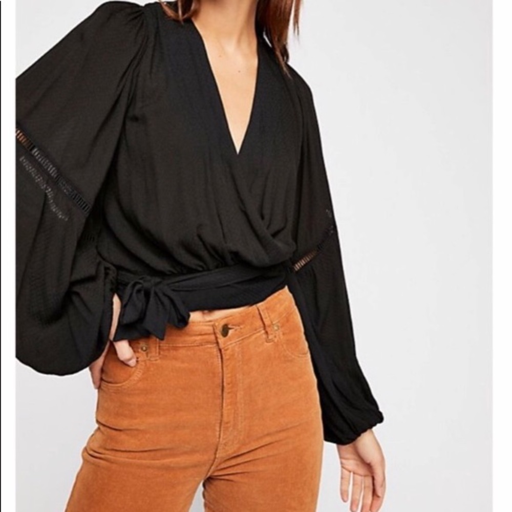 NWOT Free People Dream Girl Wrap Blouse - Picture 2 of 5